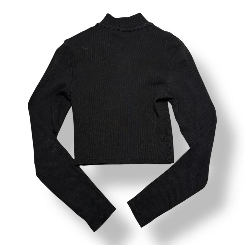 Zara Black Long Sleeve Top with Front Zip - Picture 2 of 3